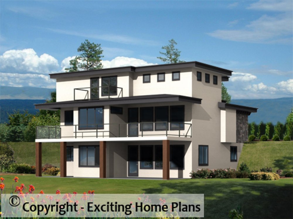 House Plan E1744-10 – Rear Exterior 3D View
