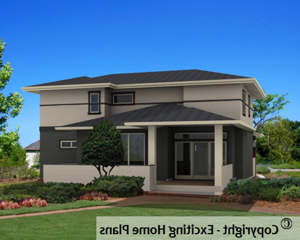 House Plan E1307-10 REAR 3D View REVERSE