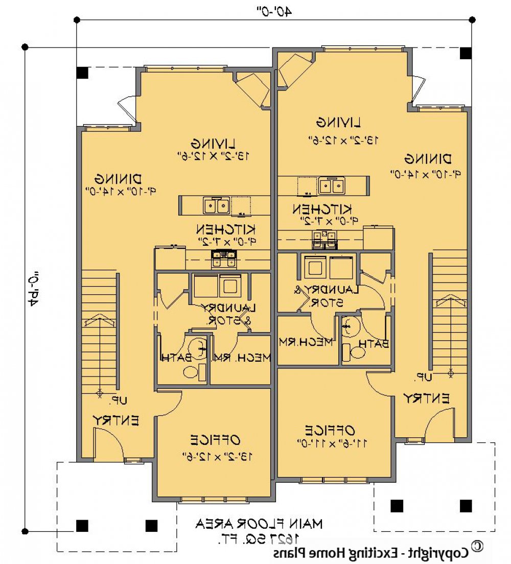 House Plan E1564-10 Main Floor Plan REVERSE