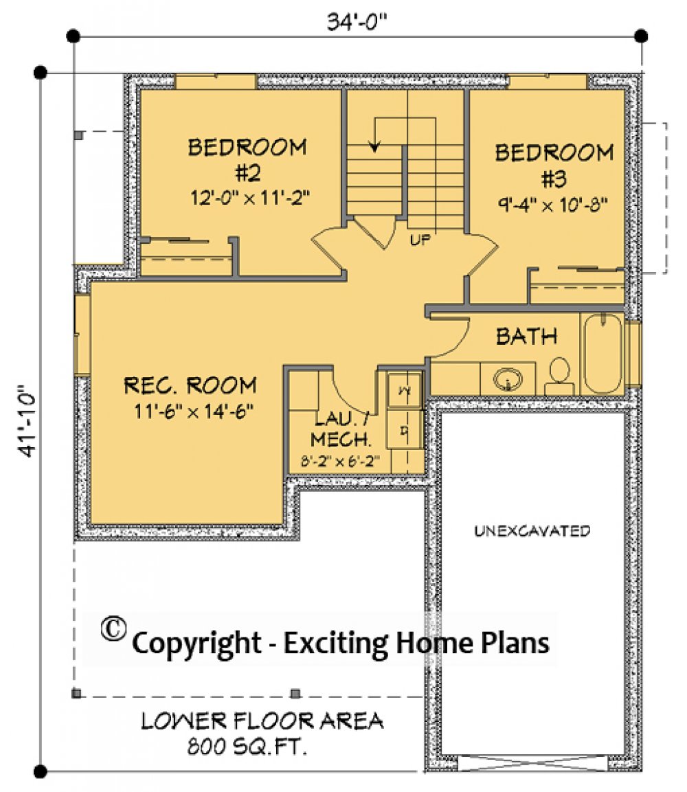 House Plan E1721-10  Lower Floor Plan
