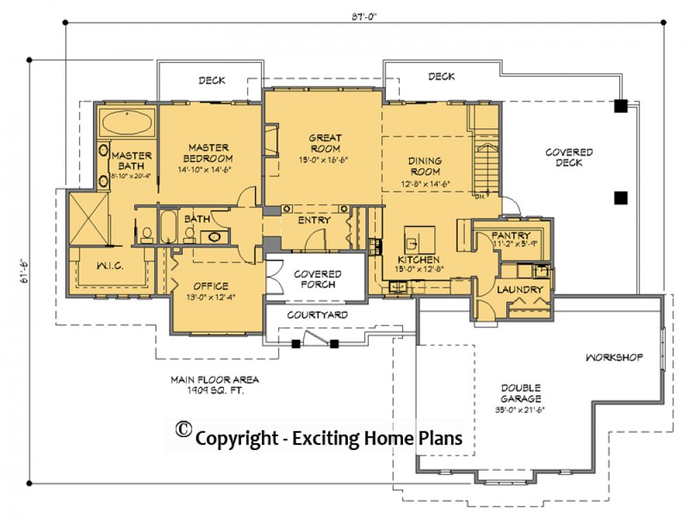 House Plan E1295-10 Main Floor Plan