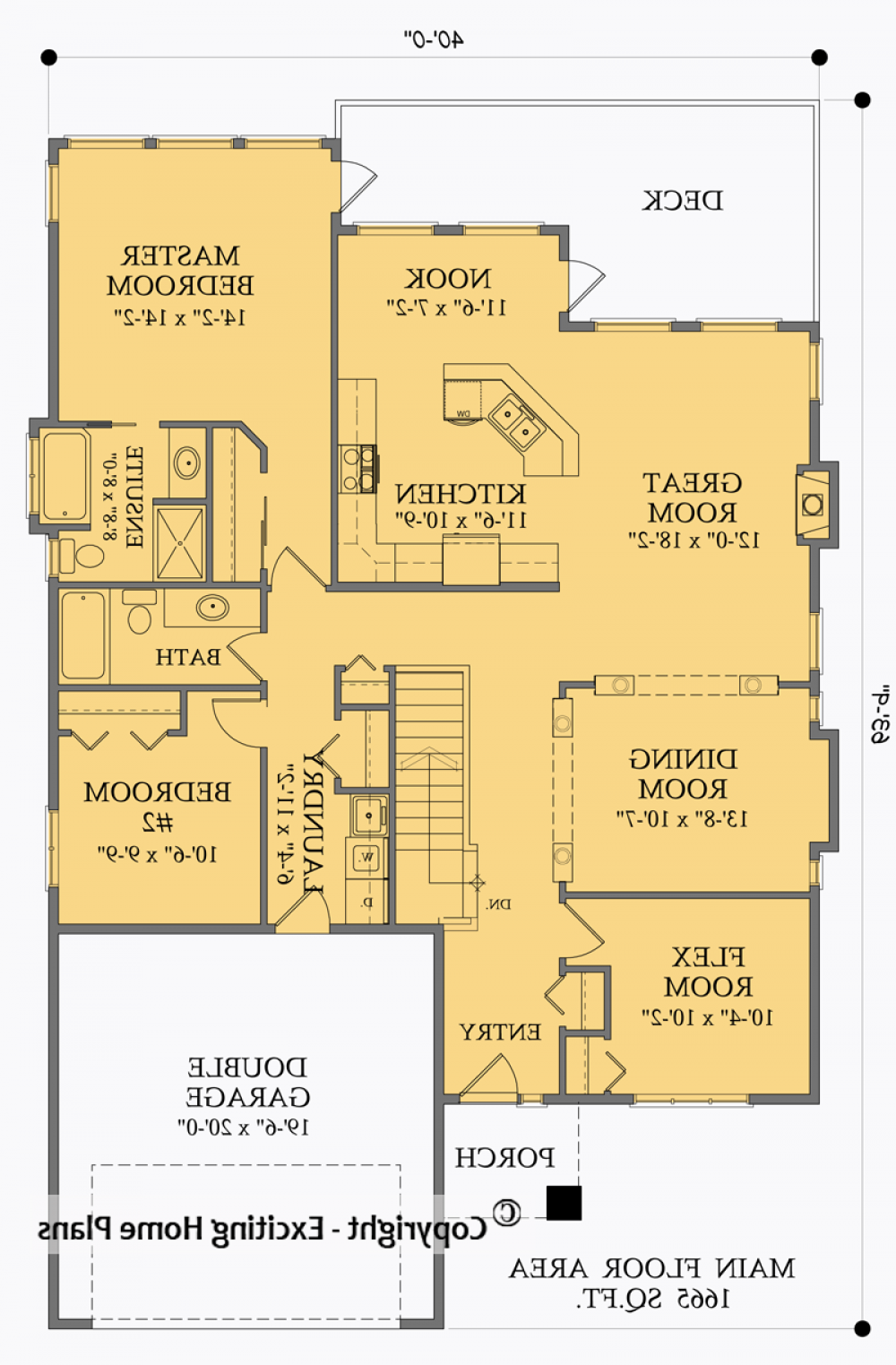 House Plan E1005-10 Main Floor Plan REVERSE
