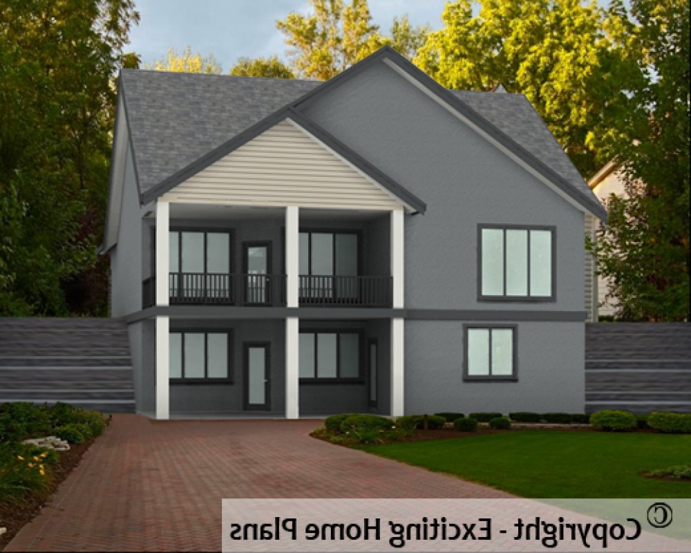 House Plan E1600-10 Rear 3D View REVERSE