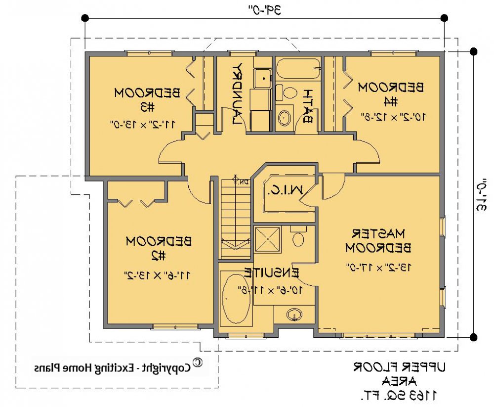 House Plan E1551-10 Upper Floor Plan REVERSE