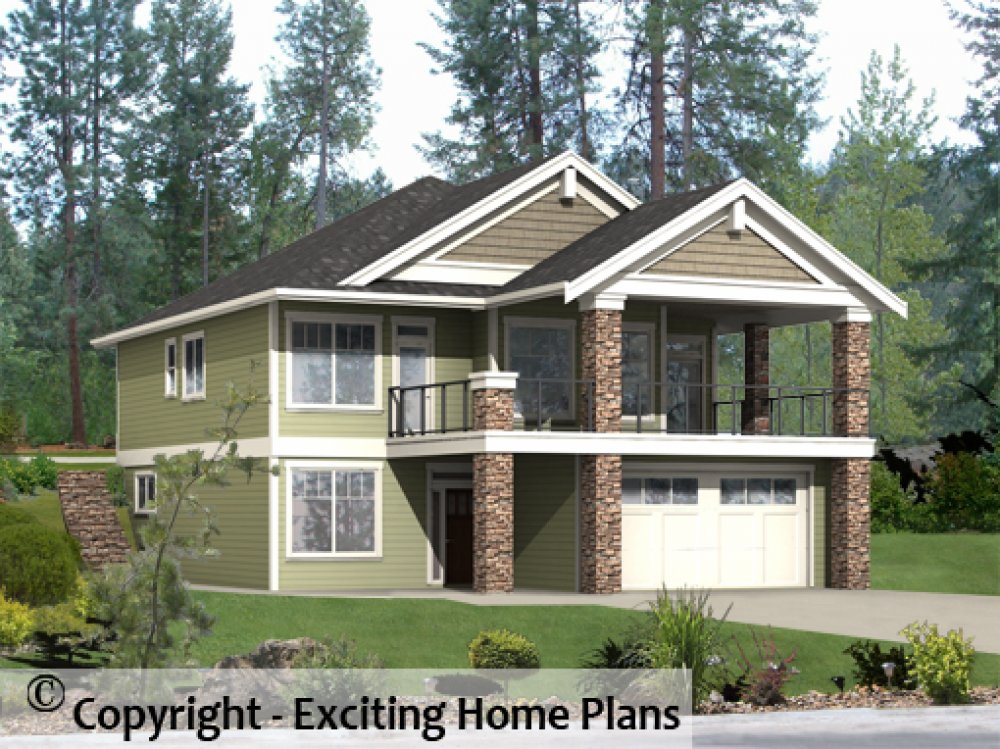 House Plan E1236-10C Front 3D View