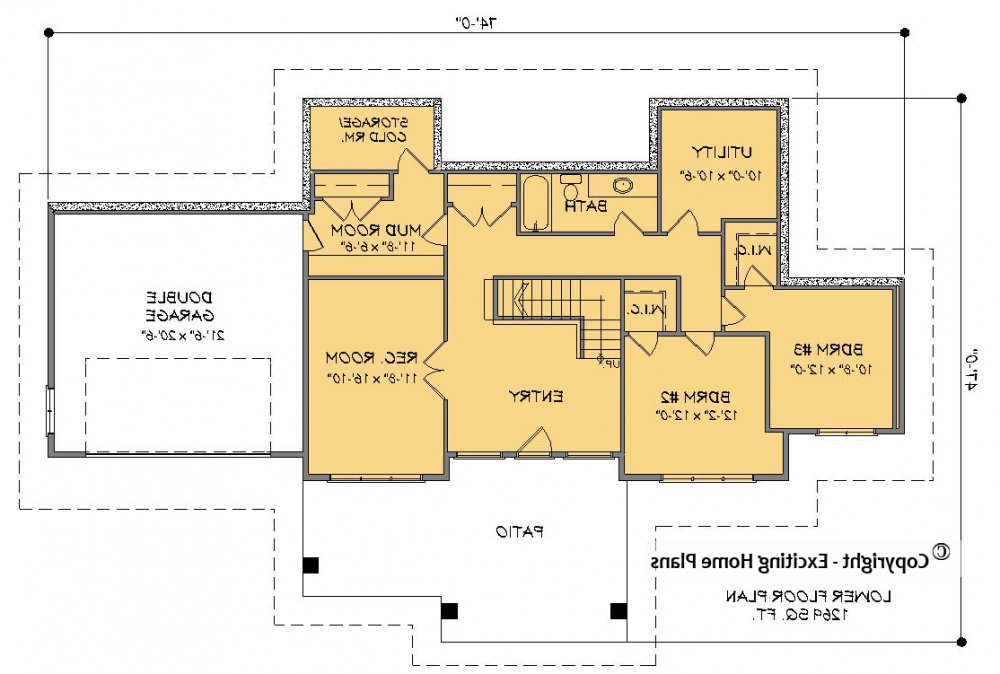 House Plan E1336-10 Lower Floor Plan REVERSE