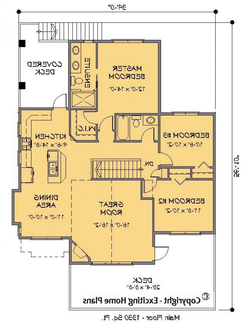 House Plan E1430-10  Main Floor Plan REVERSE