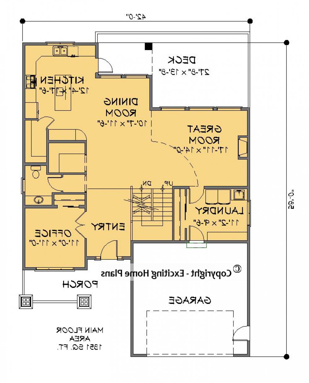 House Plan E1198-13  Main Floor Plan REVERSE