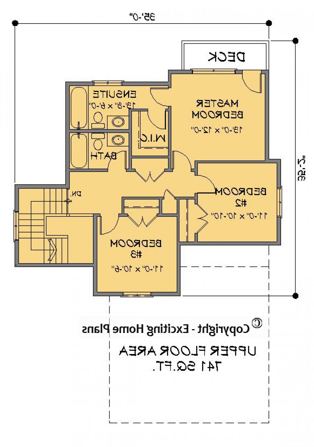House Plan E1495-10 Upper Floor Plan REVERSE