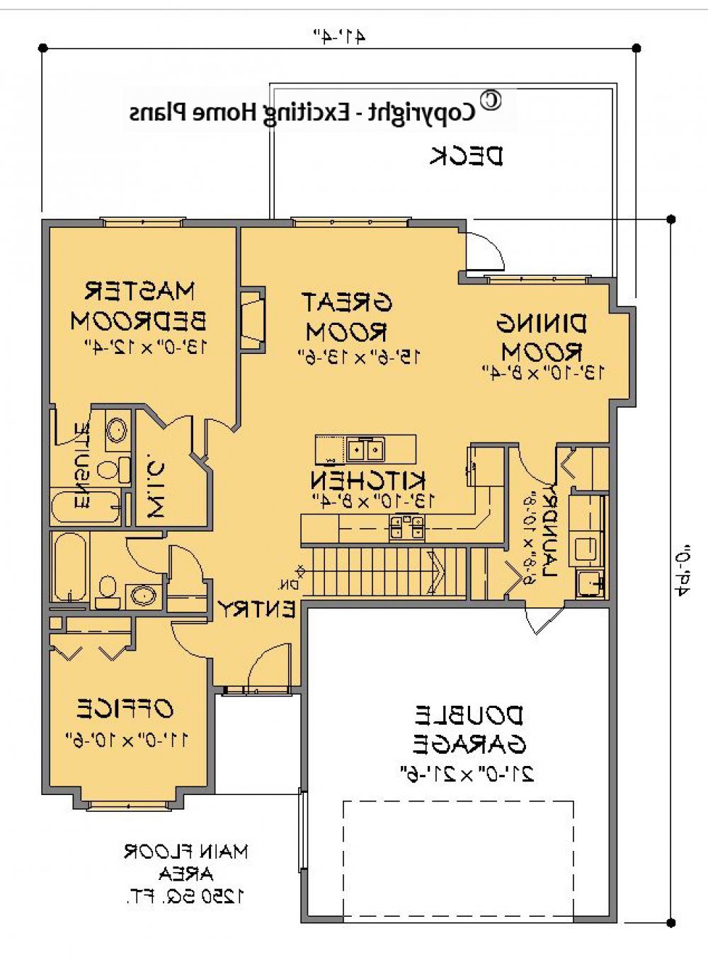 House Plan E1682-10  Main Floor Plan REVERSE