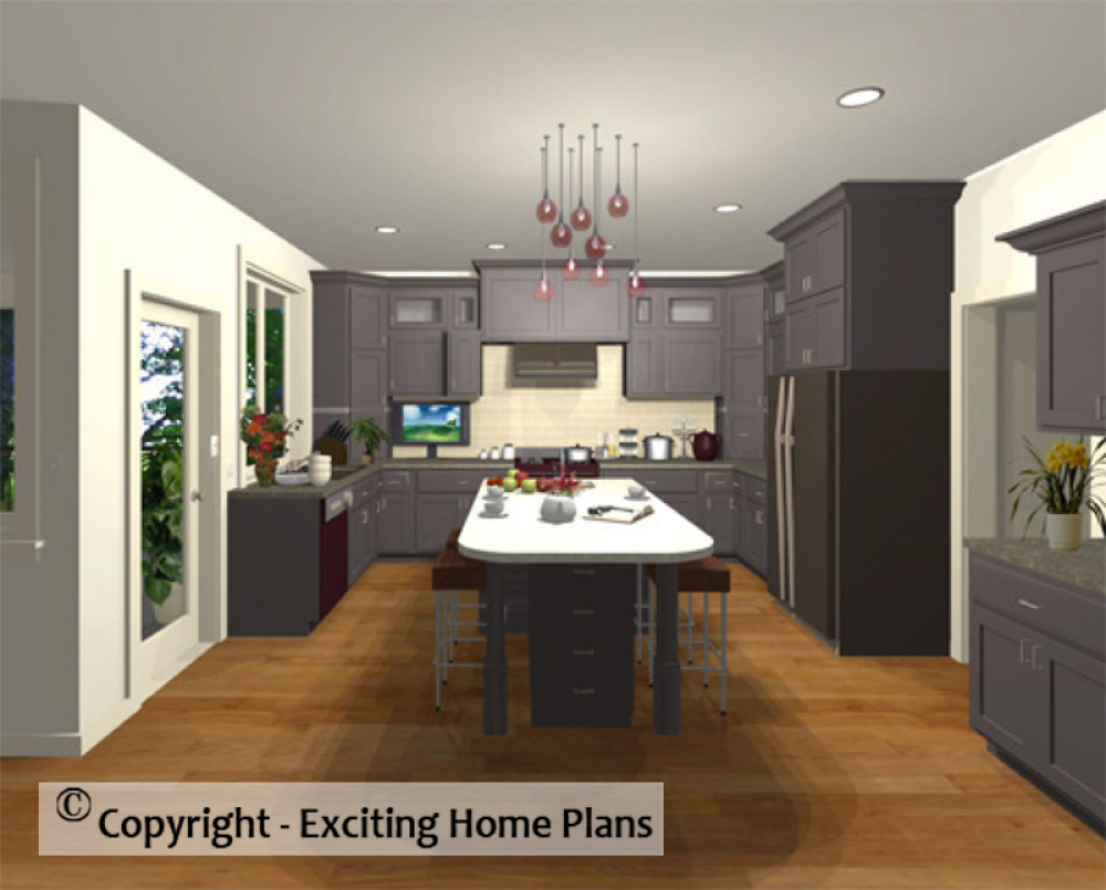 House Plan E1025-10 Interior Kitchen 3D Area
