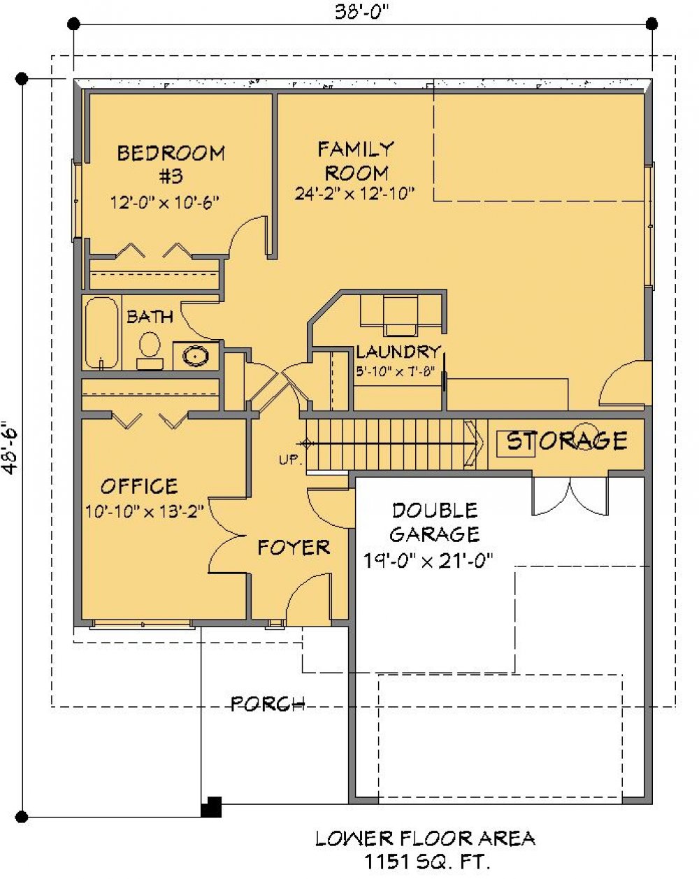 House Plan E1236-10 Lower Floor Plan