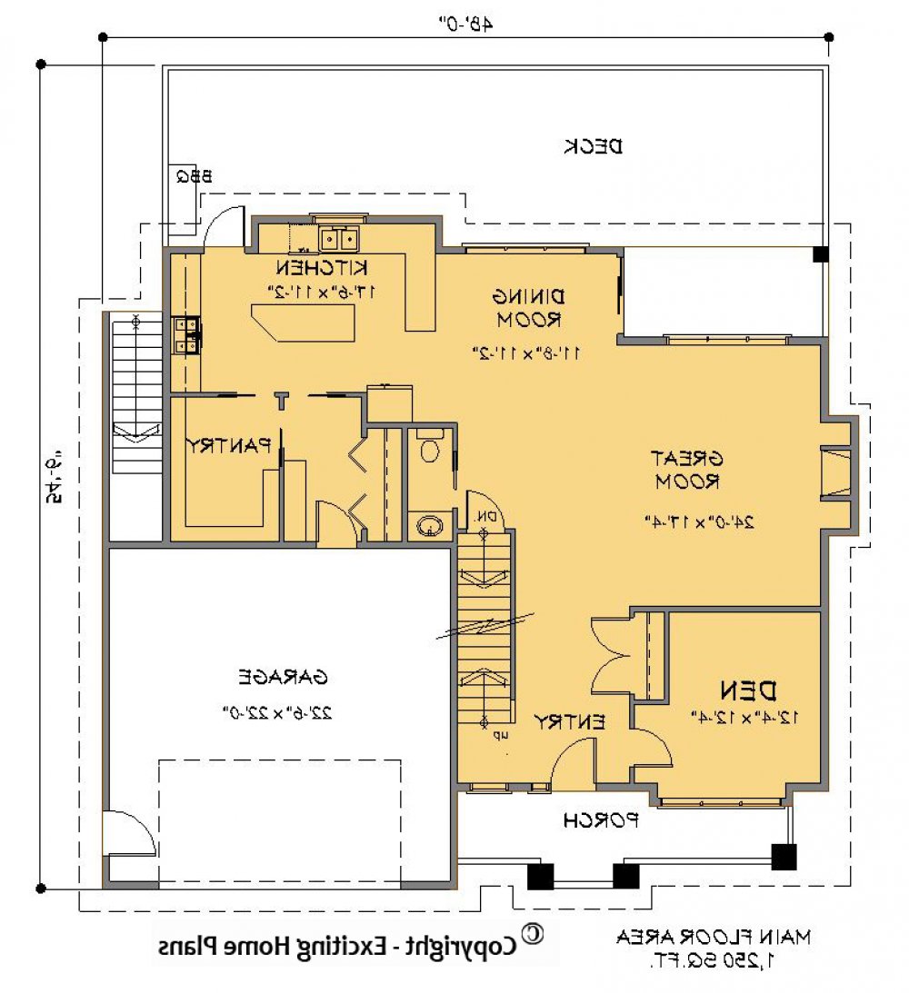 House Plan E1183-10 Main Floor Plan REVERSE