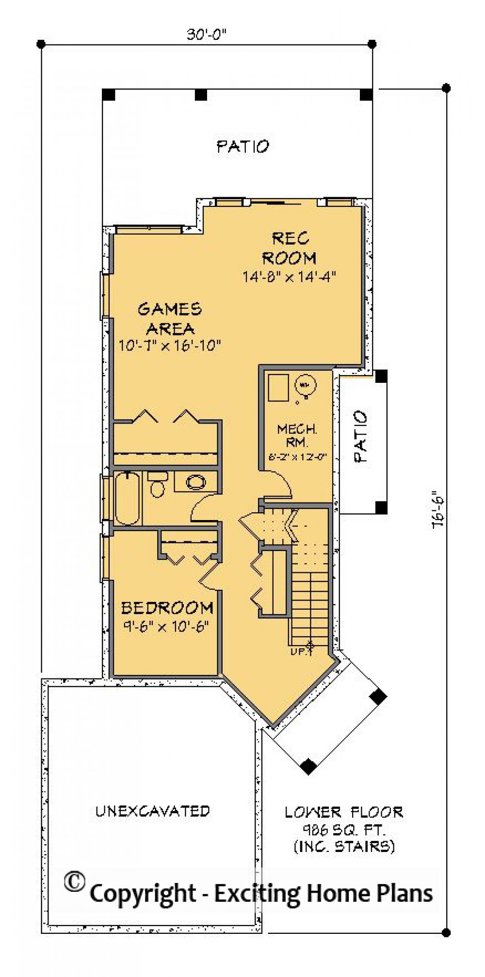 House Plan E1291-10 Lower Floor Plan