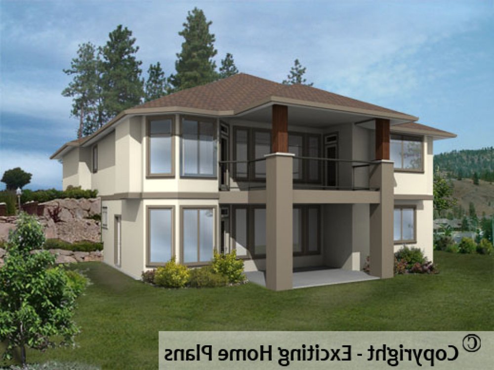 House Plan E1057-10 Rear 3D View REVERSE