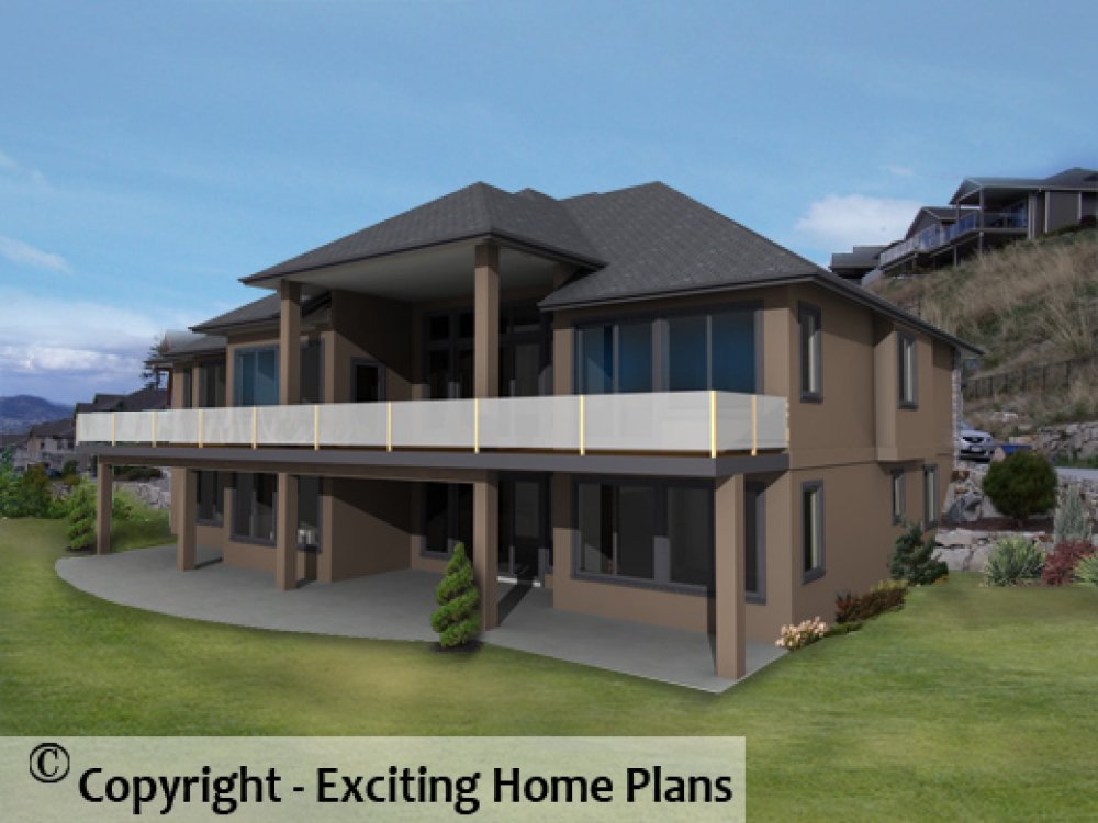 House Plan E1092-10 Rear 3D View