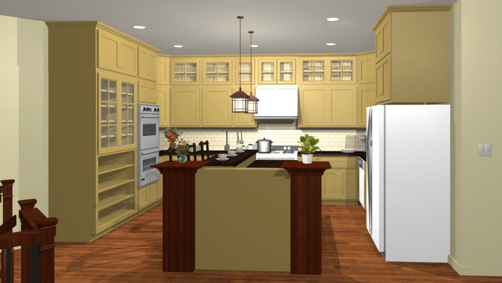 House Plan E1297-10 Interior Kitchen 3D Area