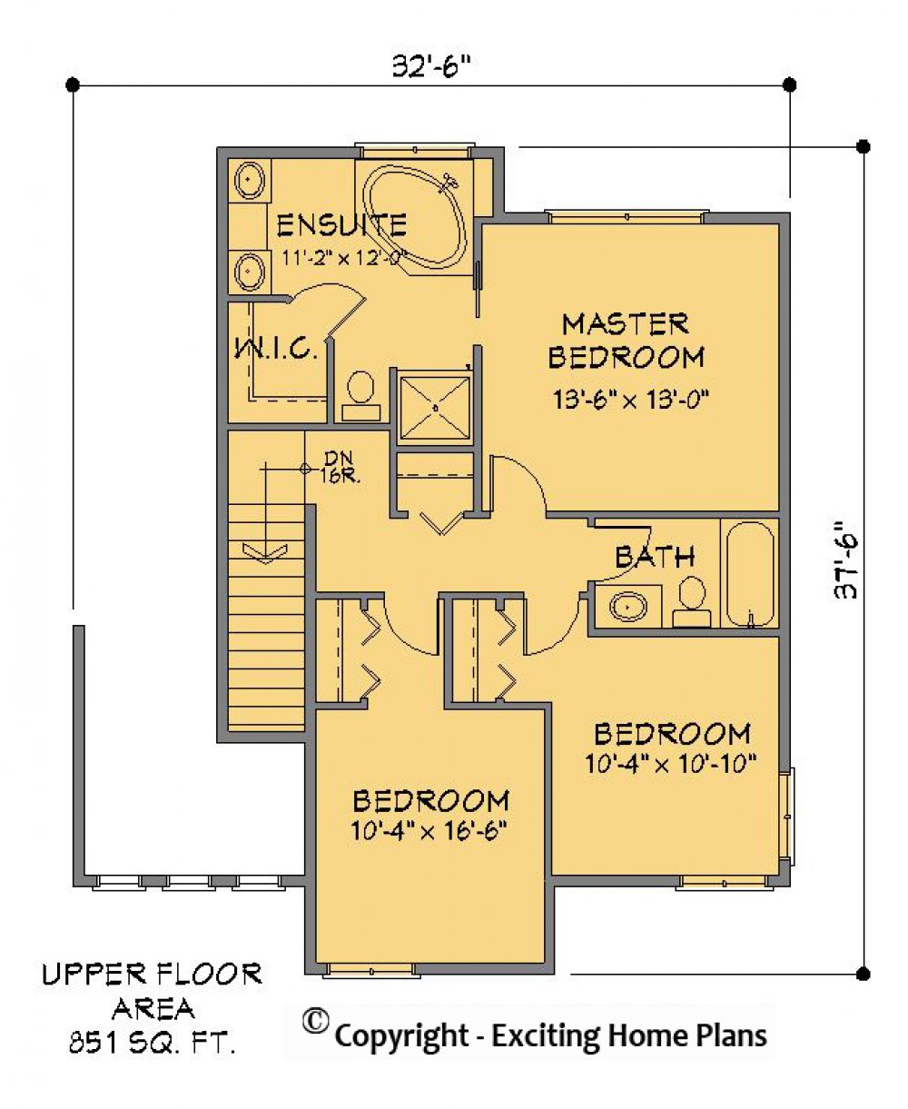 House Plan E1276-10 Upper Floor Plan