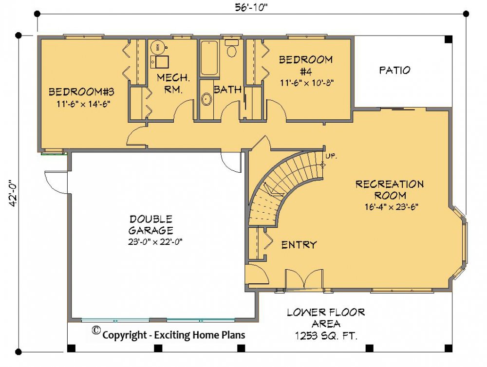 House Plan E1328-10 Lower Floor Plan