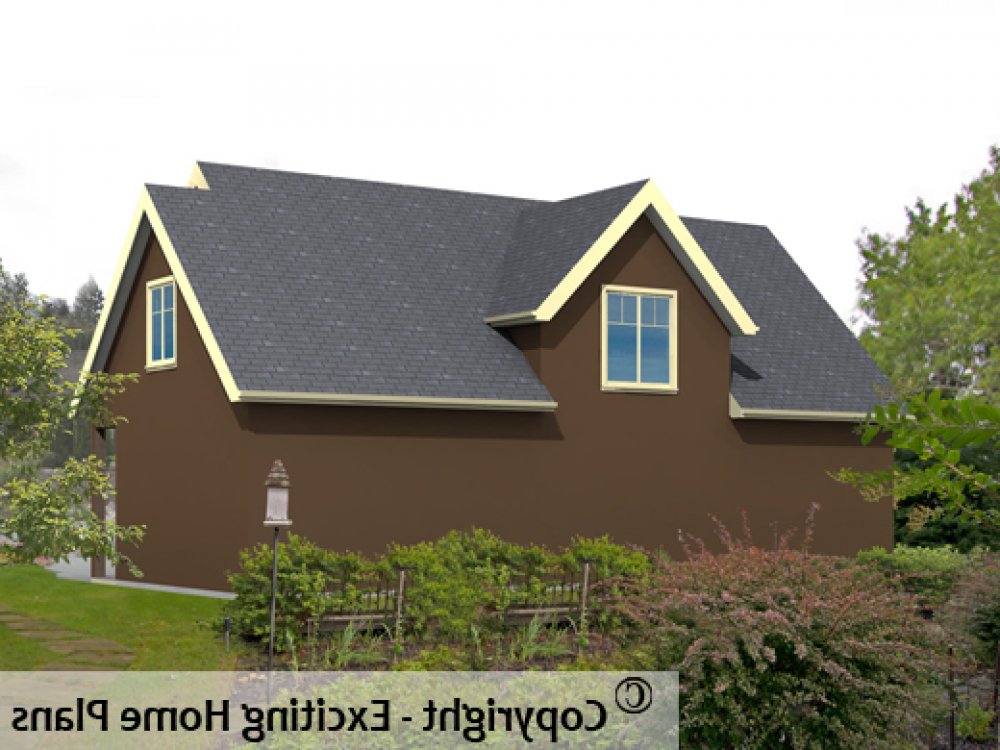 House Plan E1220-10 Rear 3D View REVERSE