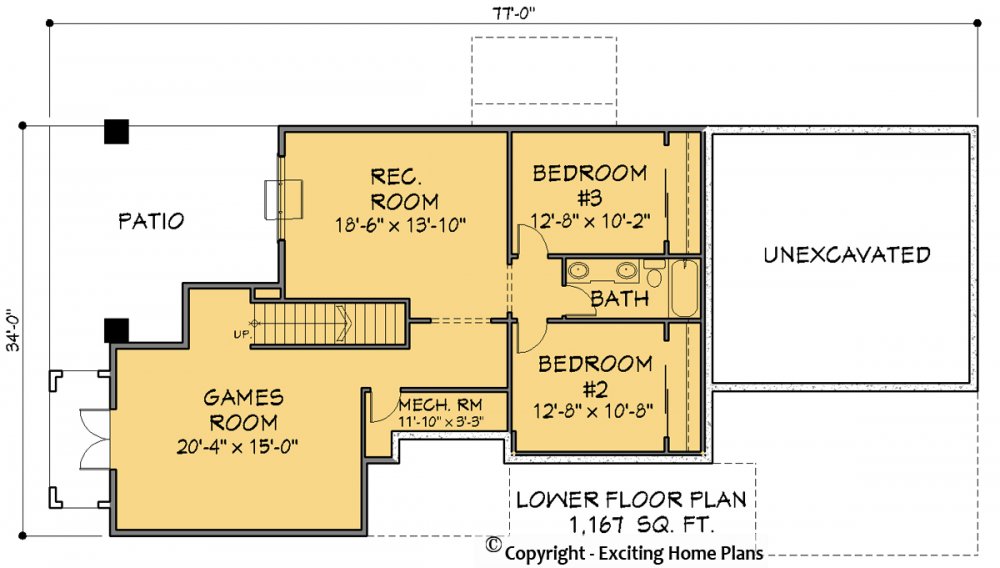House Plan E1410-10 Lower Floor Plan