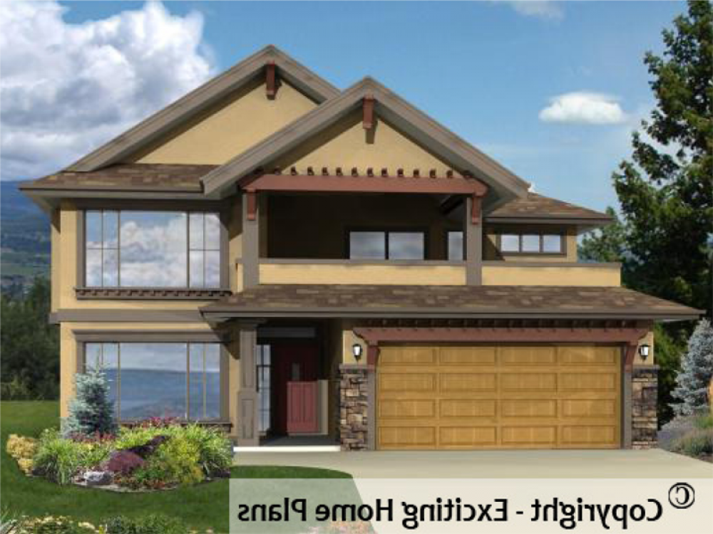 House Plan E1042-10 Exterior 3D View REVERSE