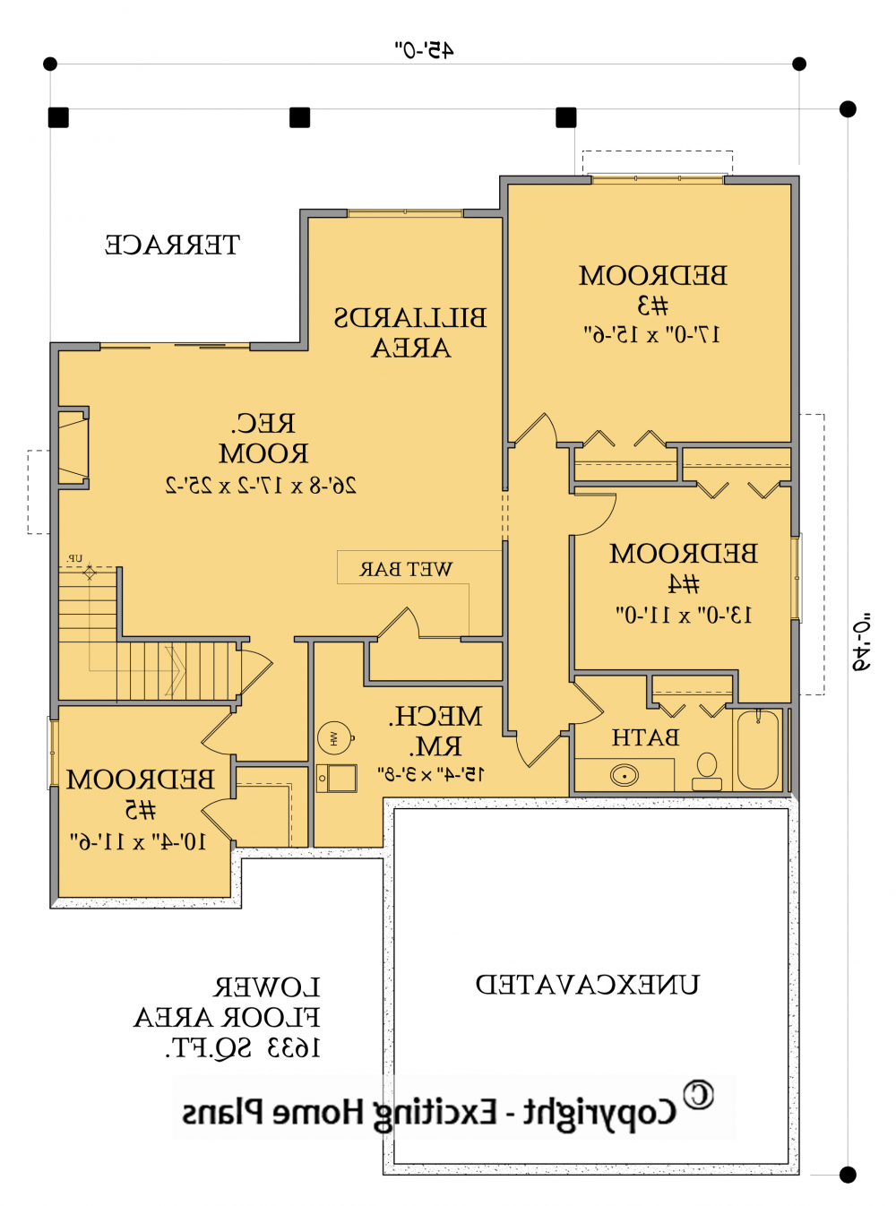 House Plan E1002-10 Lower Floor Plan REVERSE