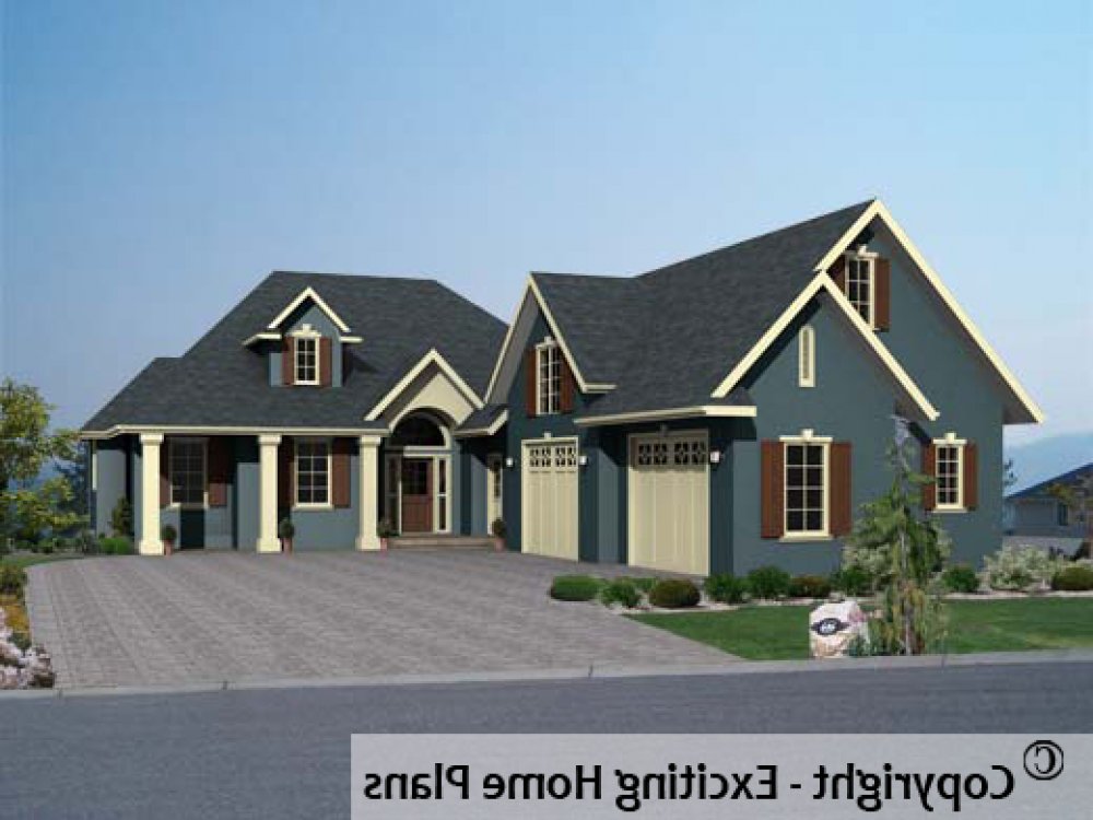 House Plan E1237-10 Exterior 3D View REVERSE