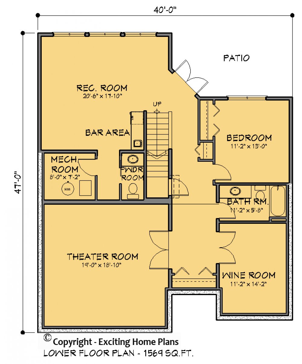 House Plan E1619-10 Lower Floor Plan