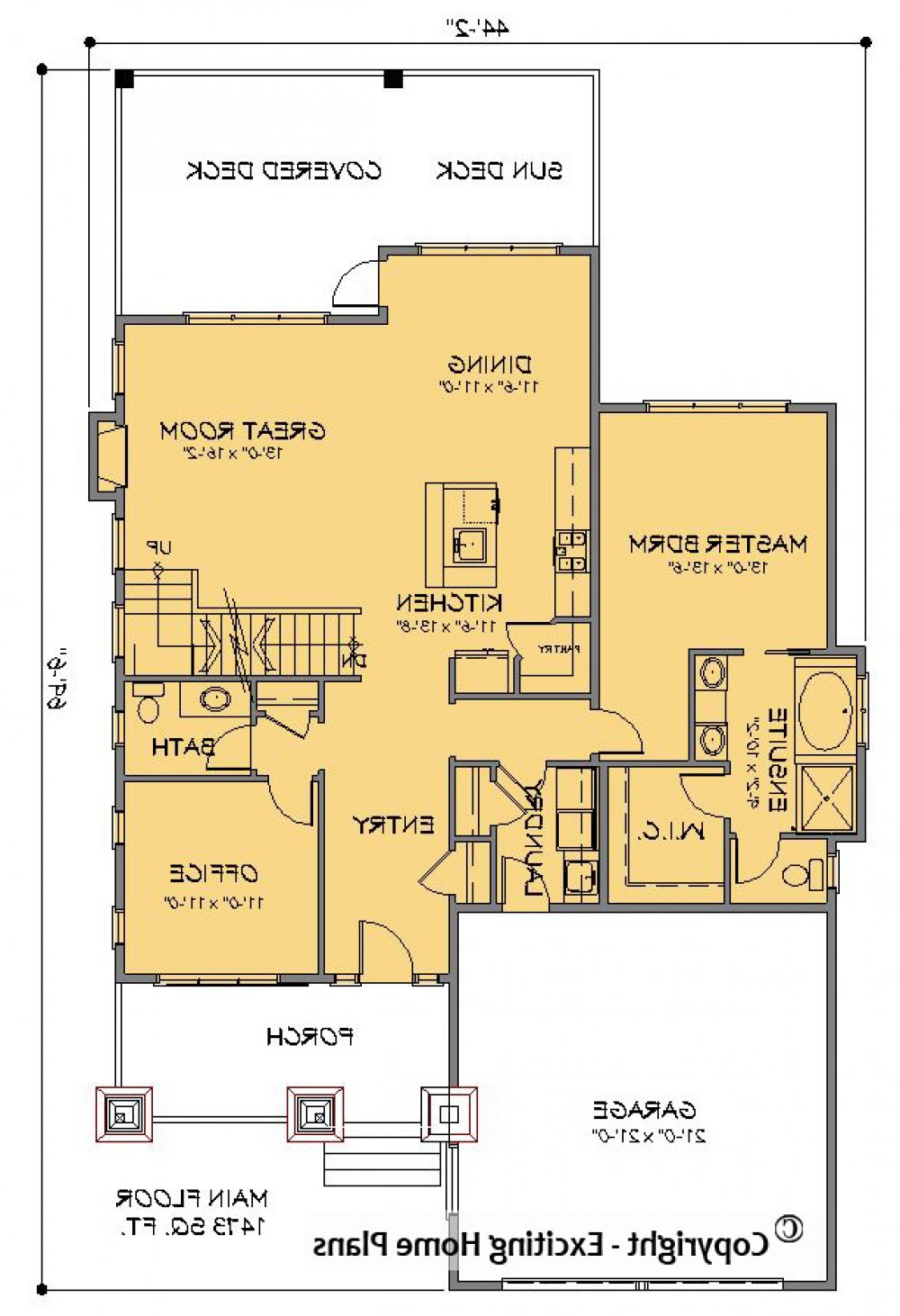 House Plan E1461-10 Main Floor Plan REVERSE