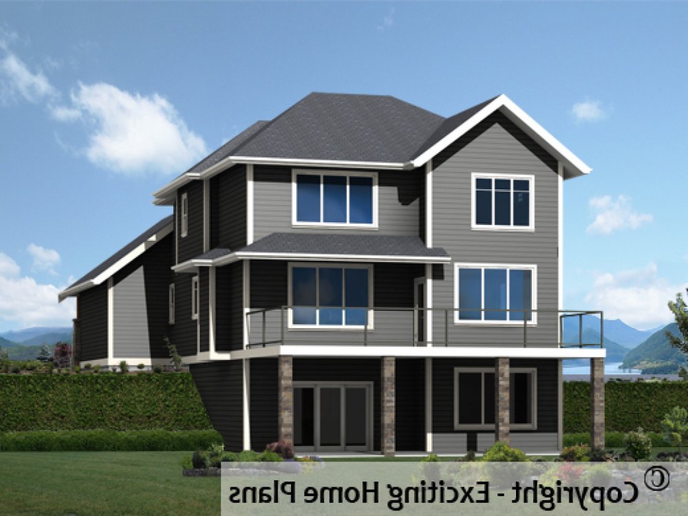 House Plan E1446-10 Rear 3D View REVERSE