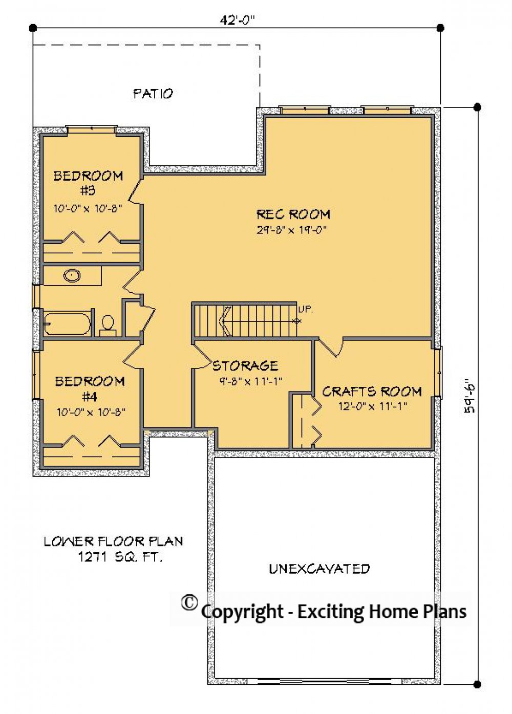 House Plan E1578-10  Lower Floor Plan
