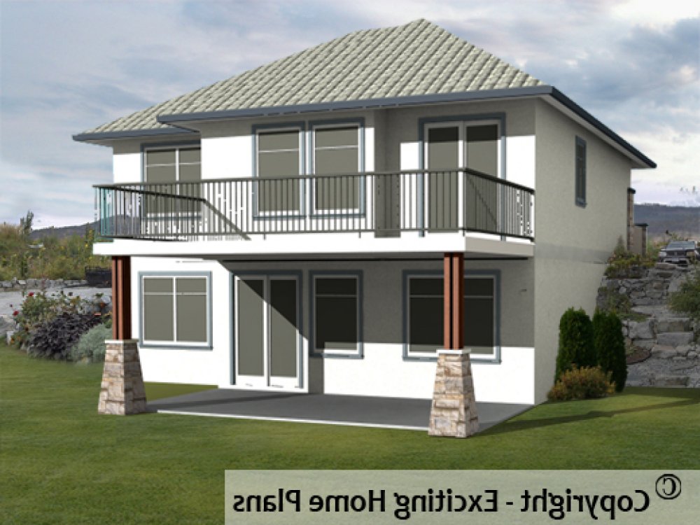 House Plan E1136-10 Rear 3D View REVERSE