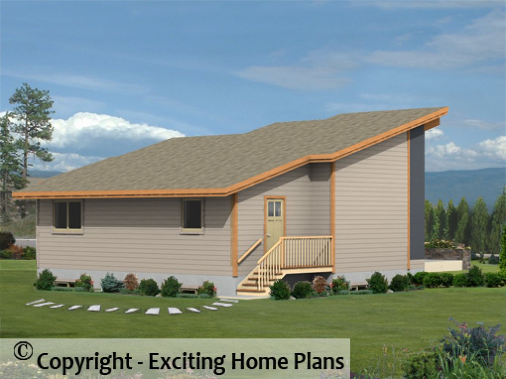 House Plan E1721-10 Rear 3D View