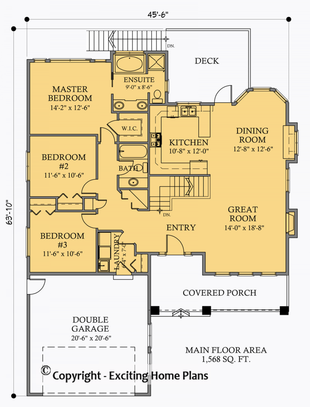 House Plan E1053-10 Main Floor Plan