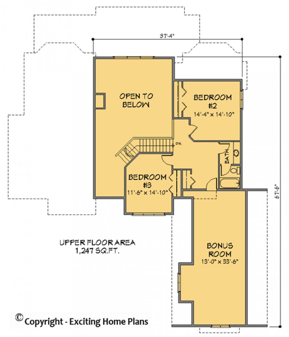 House Plan E1144-10 Upper Floor Plan
