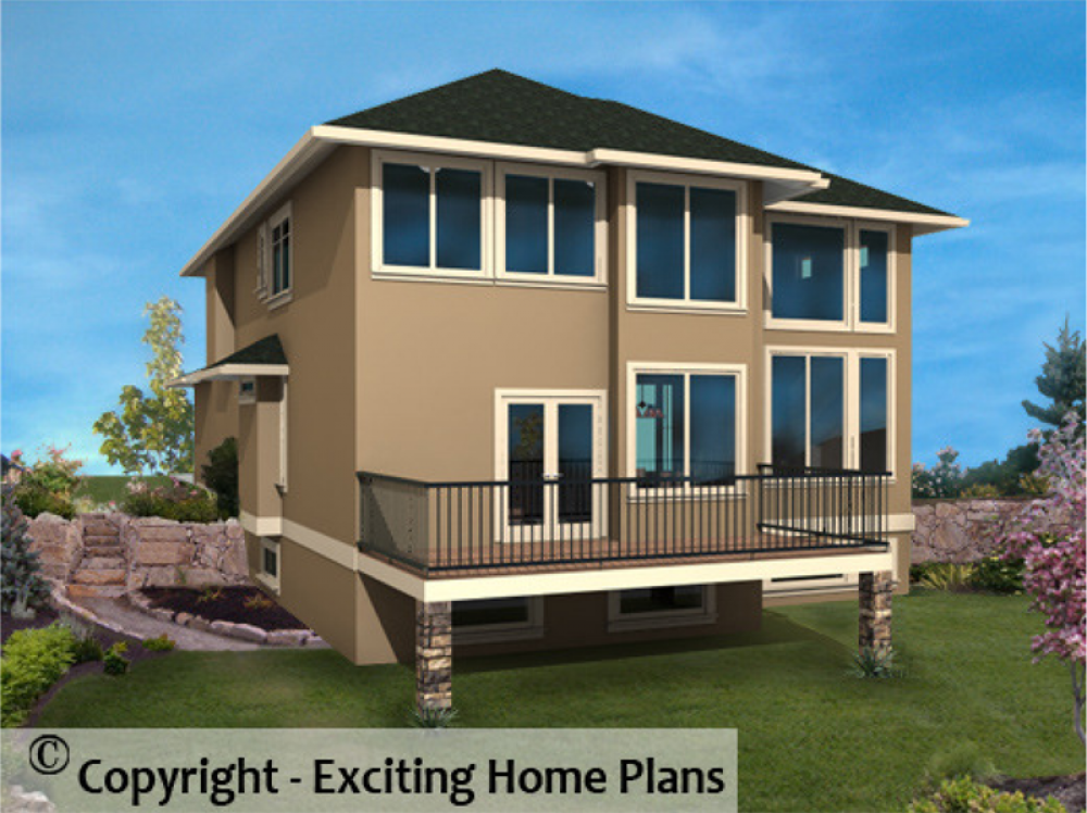House Plan E1027-10 Rear 3D View