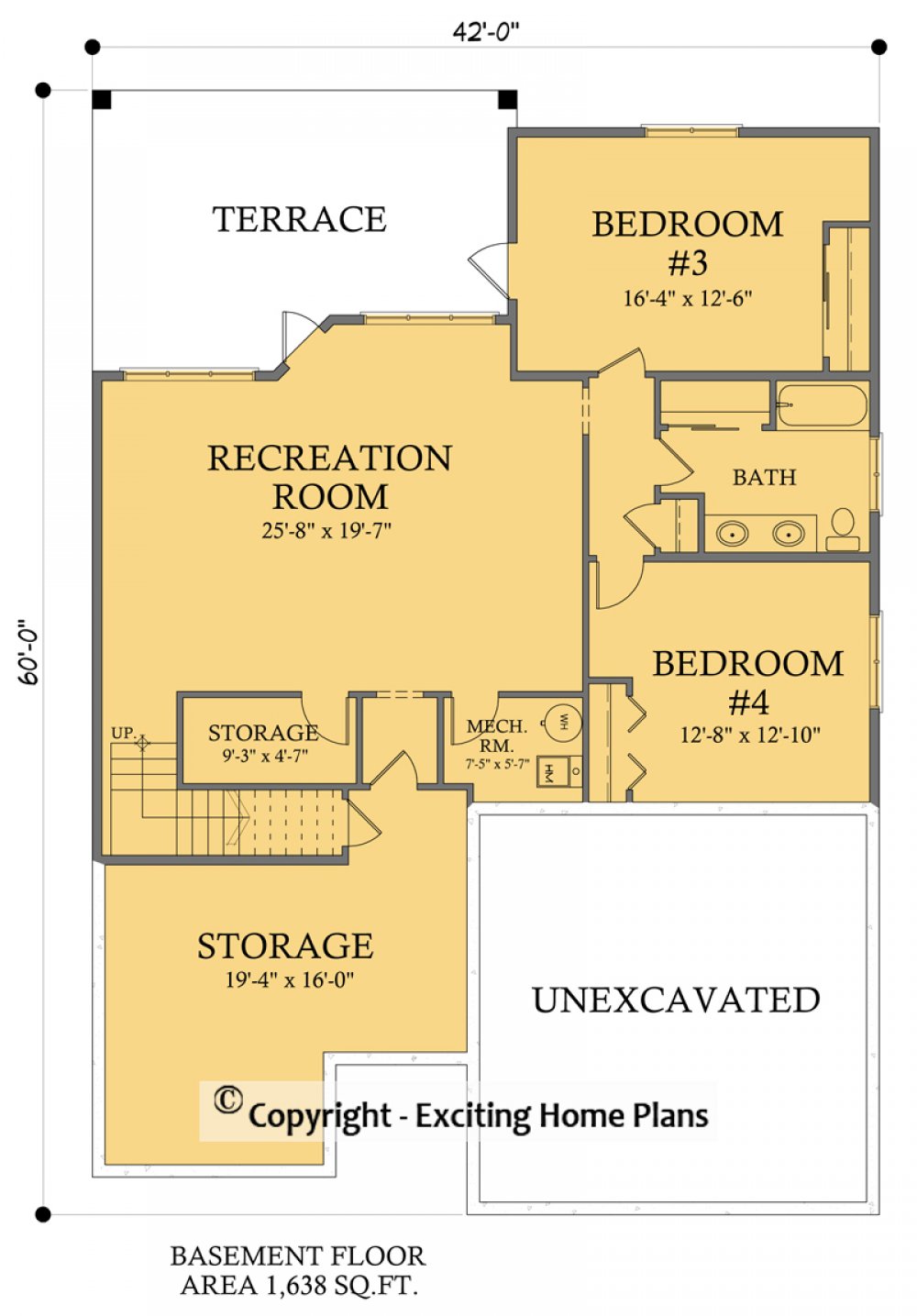 House Plan E1600-10M Lower Floor Plan