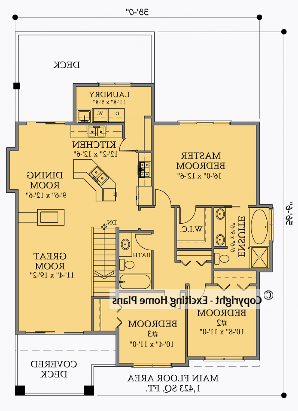 House Plan E1034-10 Main Floor Plan REVERSE