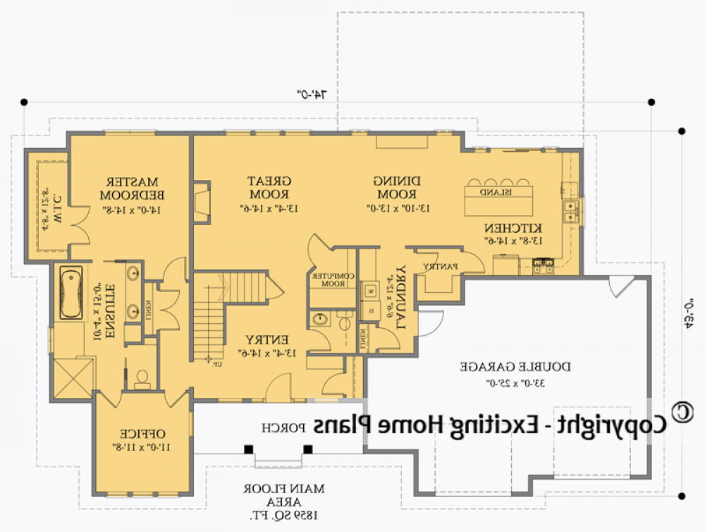 House Plan E1319-10 Main Floor Plan REVERSE