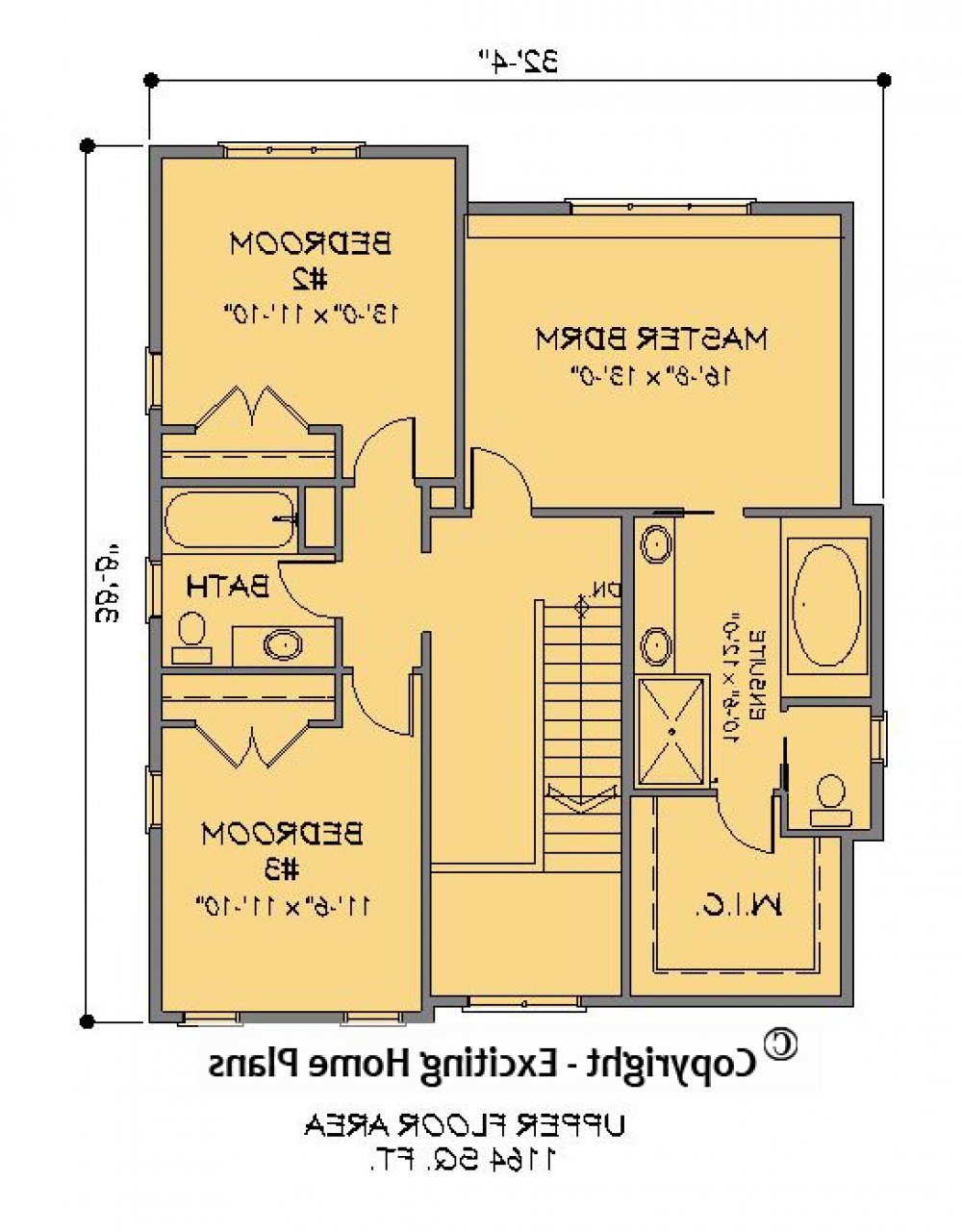 House Plan E1446-10 Upper Floor Plan REVERSE