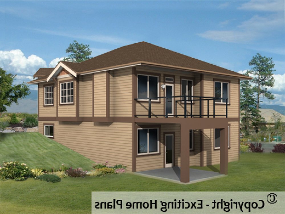 House Plan E1191-10 Rear 3D View REVERSE
