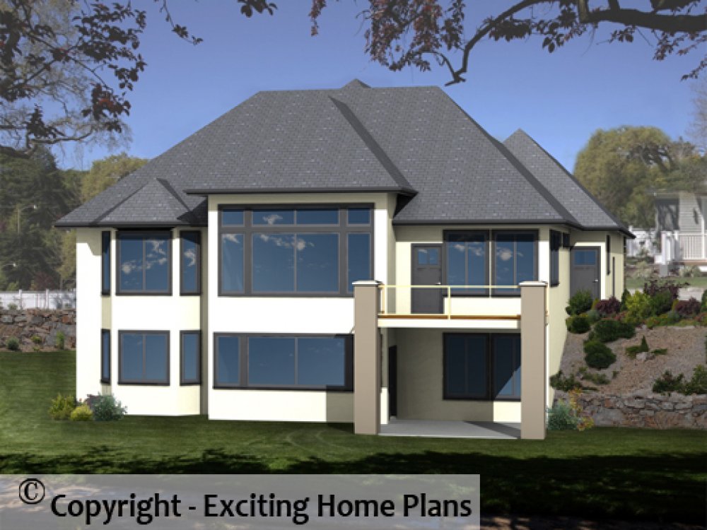 House Plan E1234-10 Rear 3D View
