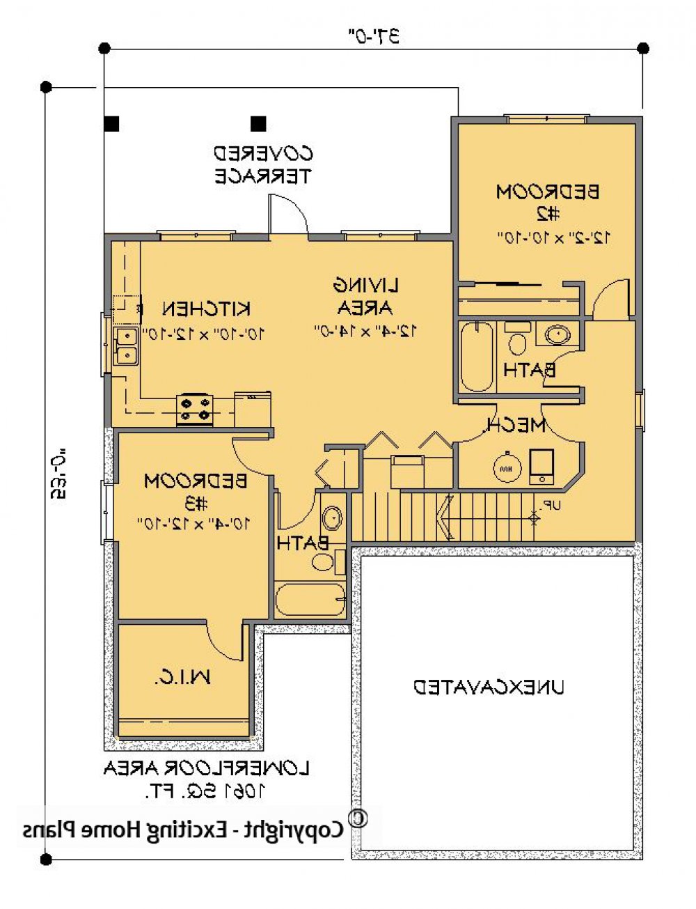 House Plan E1284-10  Lower Floor Plan REVERSE