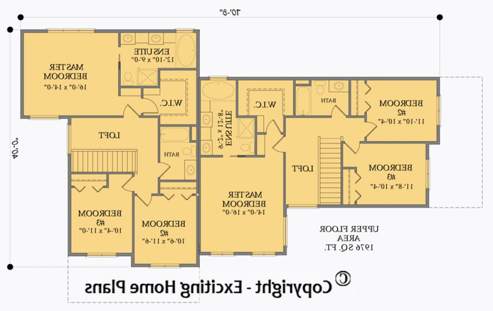 House Plan E1372-10 Upper Floor Plan REVERSE