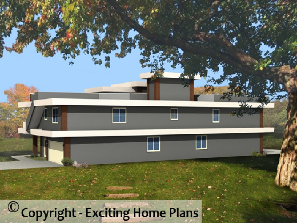 House Plan E1243-10 Rear 3D View