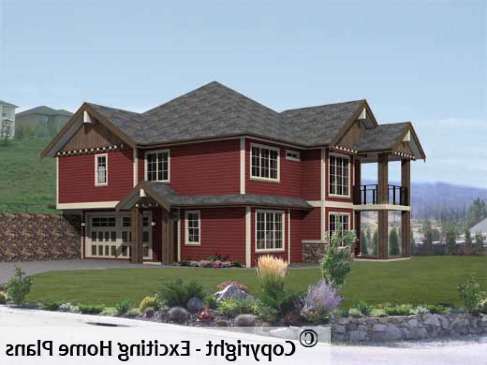 House Plan E1214-10 Exterior 3D View REVERSE