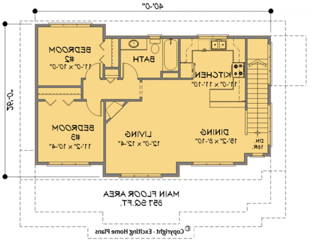 House Plan E1115-10 Main Floor Plan REVERSE
