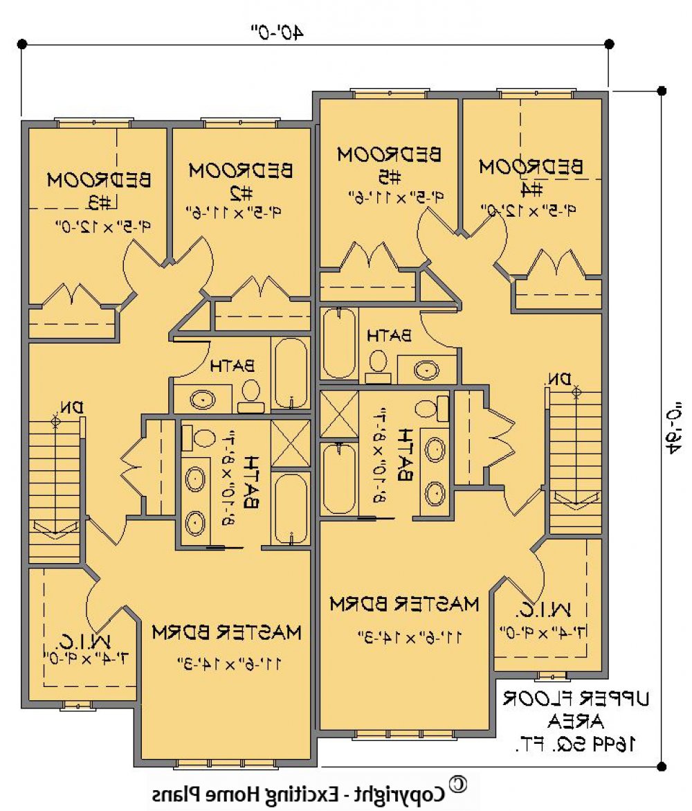 House Plan E1564-10  Upper Floor Plan REVERSE