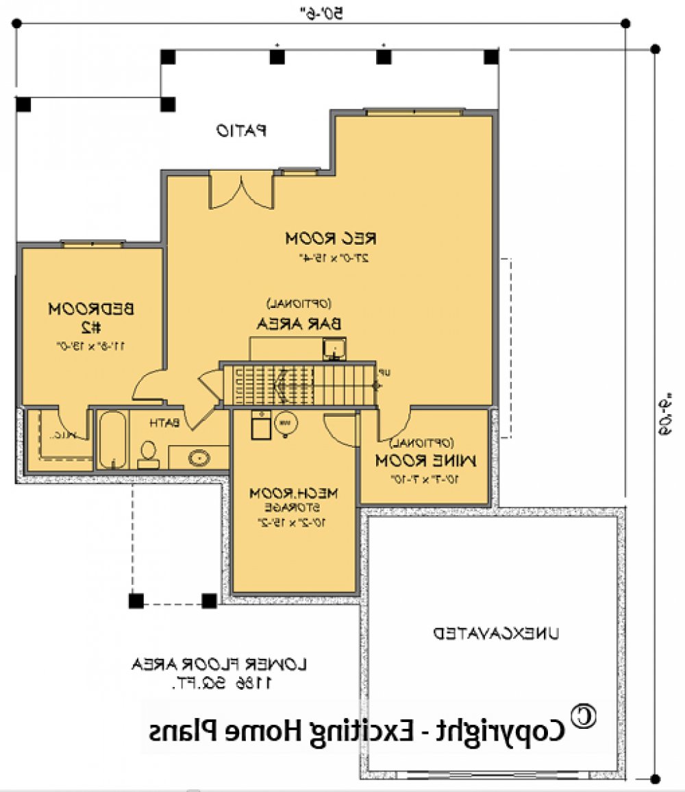 House Plan E1435-10 Lower Floor Plan REVERSE
